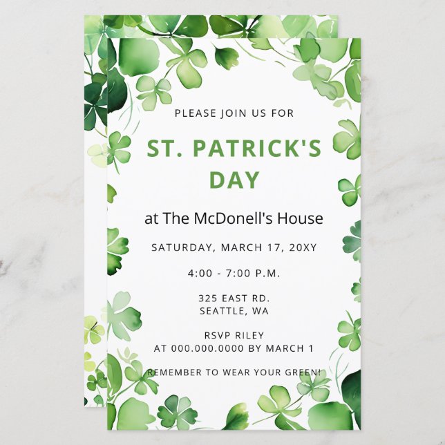 Budget Green Clover Shamrock St Patricks Day (Front/Back)