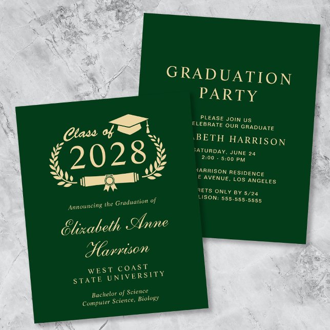 Budget Green College Graduation Party Invitation (Creator Uploaded)