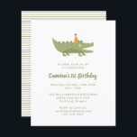 Budget Green Crocodile 1st Birthday Invitation<br><div class="desc">Budget Green Crocodile 1st Birthday Invitation</div>