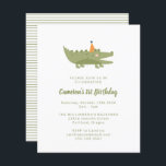 Budget Green Crocodile 1st Birthday Invitation<br><div class="desc">Budget Green Crocodile 1st Birthday Invitation</div>