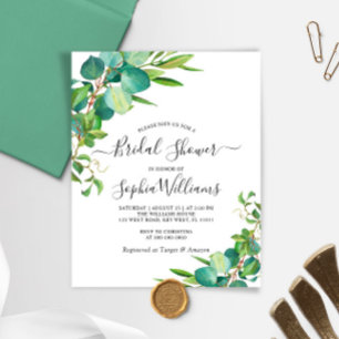 Budget Green Eucalyptus Bridal Shower Invitation