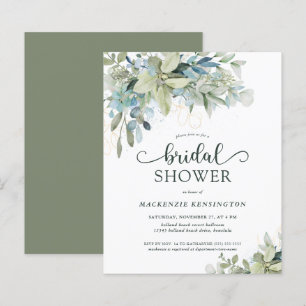 BUDGET Green Eucalyptus Bridal Shower Invitation