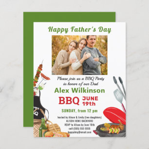 BUDGET Green Father's Day Photo BBQ Invitation
