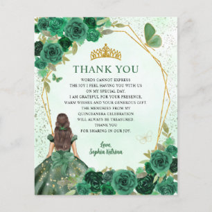 Budget Green Floral Princess Quinceañera Thank You