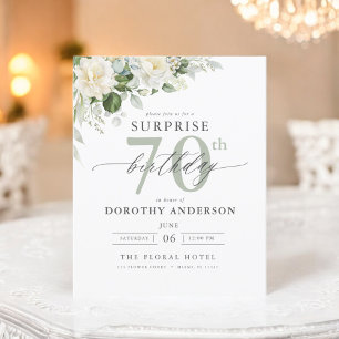 Budget Green Floral Surprise Birthday Invitation Flyer