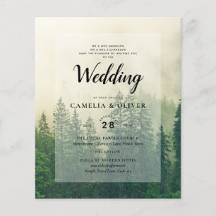 BUDGET Green Forest Pine Trees Wedding INVITE