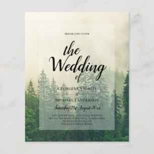 BUDGET Green Forest Pine Trees Wedding INVITE