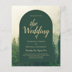 BUDGET Green Forest Pine Trees Wedding INVITE Flyer