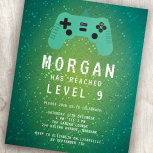 BUDGET Green Gamer Birthday Invitation