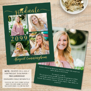 Budget Green Gold 5 Photo Graduate Announcement
