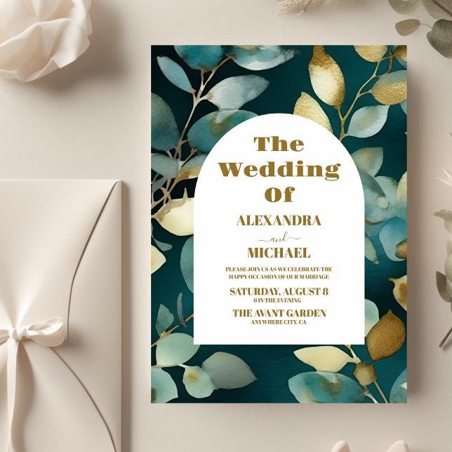 Budget Green Gold Greenery Eucalyptus Wedding Flyer (Creator Uploaded)