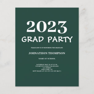 Budget Green Graduation Party Invitation Flyer