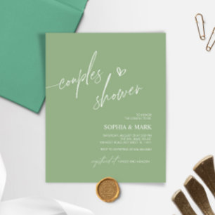 Budget Green Minimalist Couples Shower Invitation