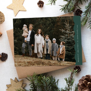Budget Green Modern Wavy Two Photo Christmas  Holiday Card