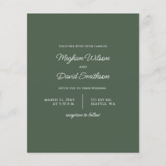 Budget Green Modern Wedding Invitation