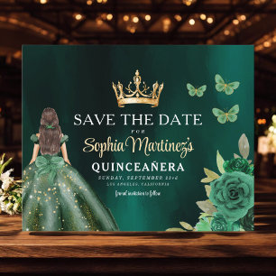 Budget Green Princess Quinceañera Save the Date Flyer