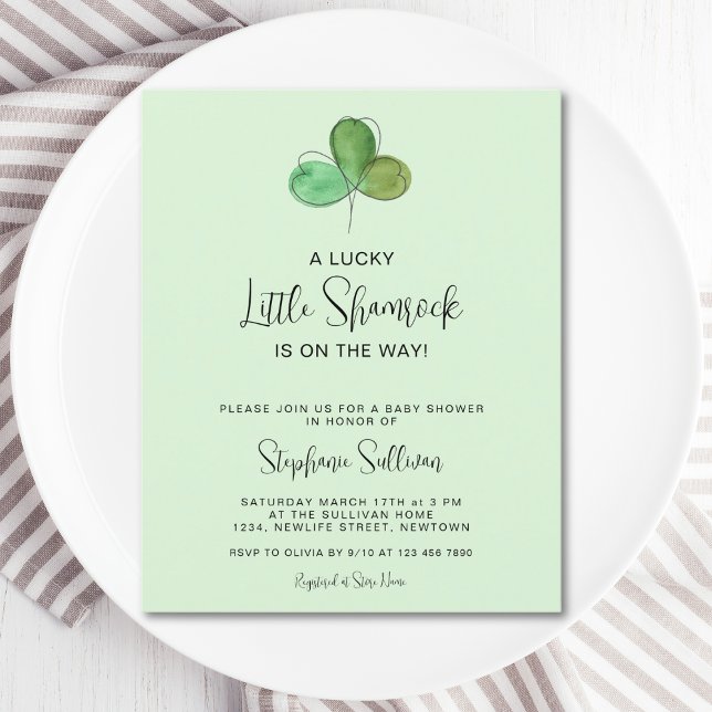 Budget Green Shamrock Baby Shower Invitation (Creator Uploaded)