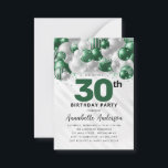 Budget Green Silver Balloon Glam Glitter Birthday Card<br><div class="desc">Modern Glam Emerald Green Silver Grey Balloon Glitter Sparkle Any Age Birthday Invitation</div>