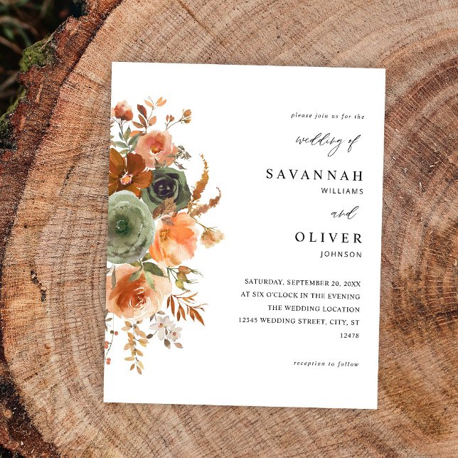 Budget Green & Terra Cotta Floral Wedding Flyer (Creator Uploaded)