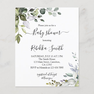 Budget Greenery Baby Shower Invitation
