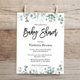 Budget Greenery  Baby Shower  Invitation
