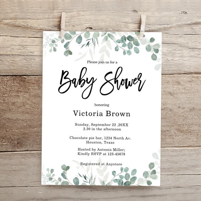 Budget Greenery  Baby Shower  Invitation (Creator Uploaded)