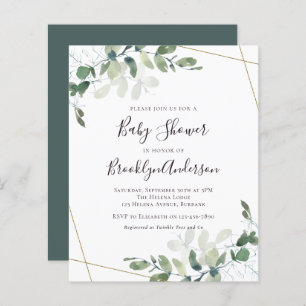 Budget Greenery Baby Shower Invitation