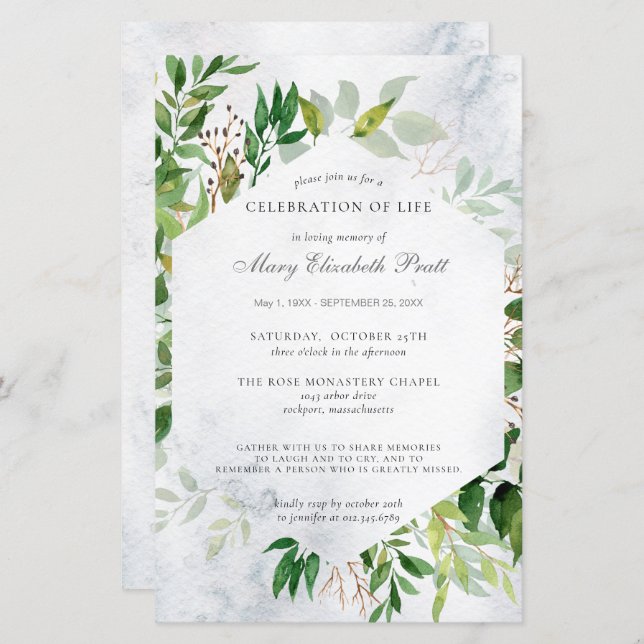 Budget Greenery Celebration of Life Funeral (Front/Back)