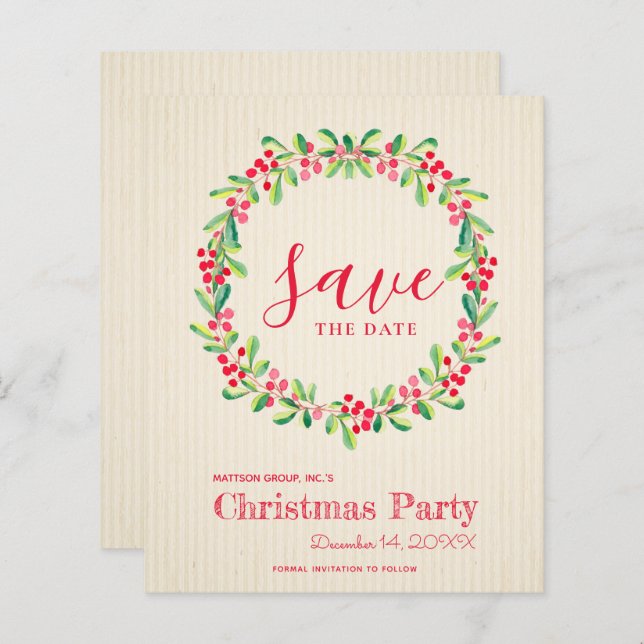 Budget Greenery Christmas Save the Date (Front/Back)