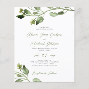 Budget greenery elegant script wedding invitation flyer