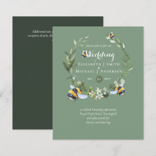 BUDGET Greenery Eucalyptus Bees Wedding Invites