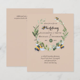 BUDGET Greenery Eucalyptus Bees Wedding Invites