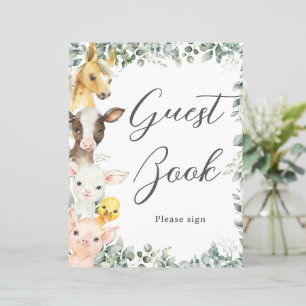 Budget Greenery Farm Animals Baby Guest Book Sign