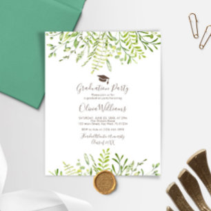 Budget Greenery Floral Graduation Party Invitation