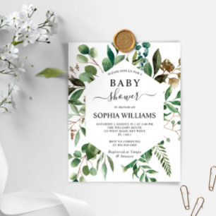Budget Greenery Foliage Baby Shower Invitation