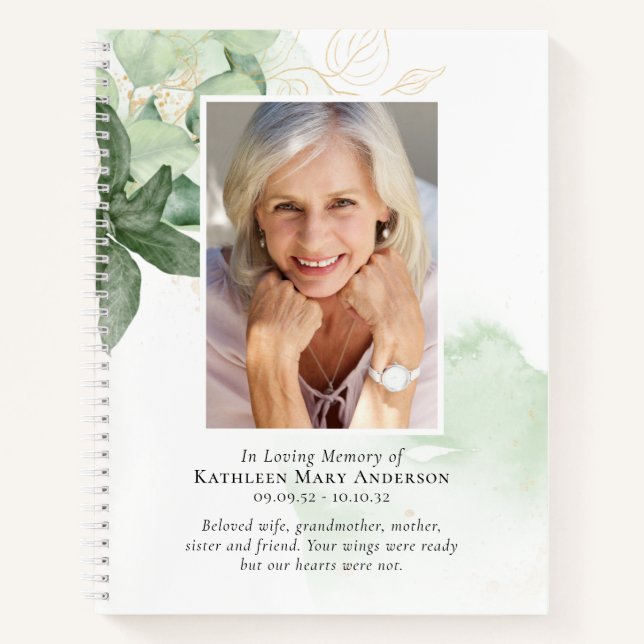 BUDGET Greenery Funeral Memorial Guest Book (Front)