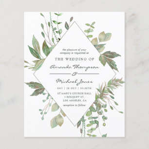 Budget Greenery Geometric Wedding Invitation Flyer