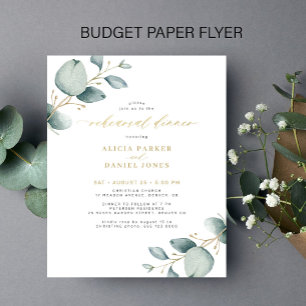 Budget greenery gold rehearsal dinner invitation flyer