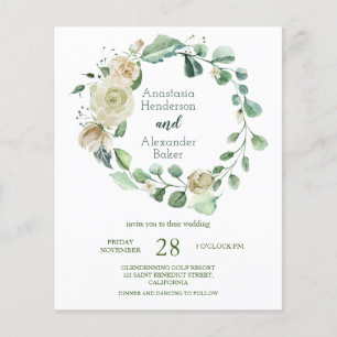 Budget/Greenery/Gold - Wedding Invitation. Flyer