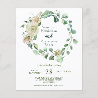 Budget/Greenery/Gold - Wedding Invitation. Flyer