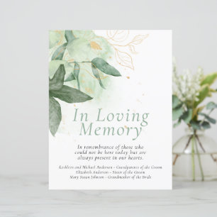 Budget Greenery Gold Wedding Remembrance Sign