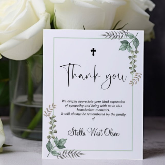 Budget Greenery Memorial Thank you Card (Creator Uploaded)