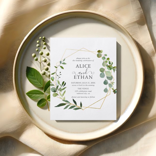 Budget Greenery Modern QR Code Wedding Invitation Flyer (Creator Uploaded)