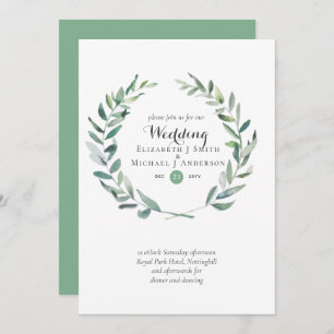 Budget Greenery Olive Leaves Wedding Invites