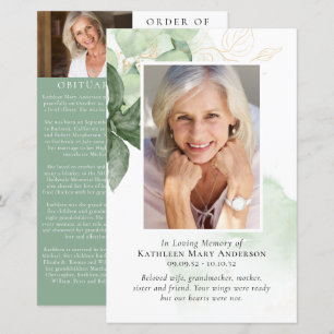 BUDGET Greenery Photo Memorial Service Program
