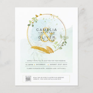 BUDGET Greenery PHOTO Wedding Invitation QR CODE F Flyer
