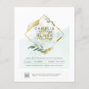 BUDGET Greenery PHOTO Wedding Invitation QR CODE F Flyer