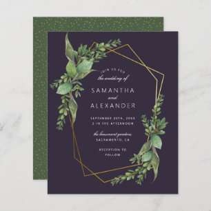Budget Greenery Purple & Gold Geometric Wedding