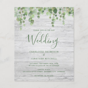 Budget Greenery Rustic Wedding Invitation