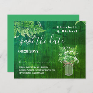 BUDGET Greenery Save Dates Ferns Monochromatic Grn